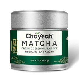 CHAYEAH, Emerald Select Matcha for Regular Tea & Koicha, Organic Ceremonial Grade Matcha Green Tea Powder, First Harvest (1.06 oz Tin)