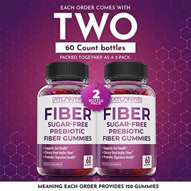 Atlantis Nutrition- Gomitas de fibra sin azcar para adultos. Suplemento de fibra formulado con 5 g de fibra y 5,4 g de dibiticos.                     