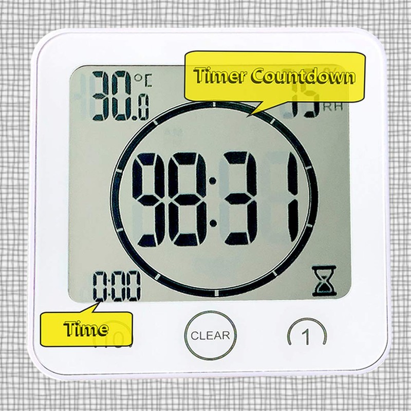Waterproof Hanging Wall Clock Shower Timer, Large Digital Bathroom Alarm