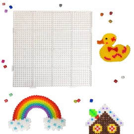 Samcos Iron Beads Plate, Aqua Beads, Tray, Set of 1, Large, Transparent, Lightweight, Easy to Operate, Square Shape, 7.9 x 7.9 inches (20 x 20 cm), Acrylic, Lightweight, Craft Supplies, Toys, Tools, Assembly Toys, 0.2 inch (5 mm) Sizes
