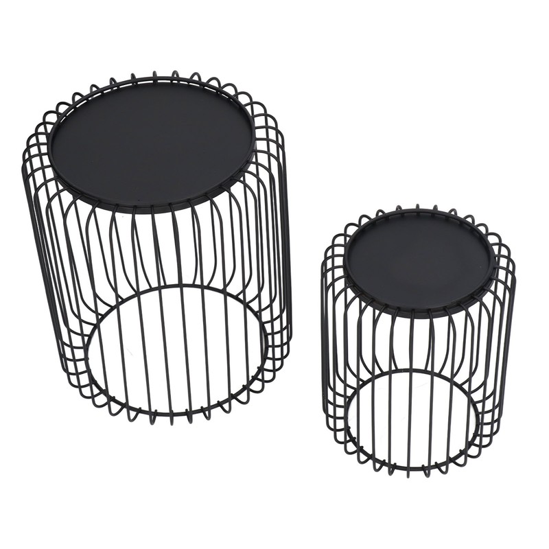 Cage Candleholder Set Matte Black Metal Cylinder Modern Simple Bird