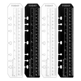Pack of 4 Bookmark Ruler, A5 Page Marker Ruler, Folder, Plastic Page Marker, Page Finder for A5 Format 6-Hole Binder Notebook, DIY Loose Leaf Notebook Standard 6 Holes Bookmark Ruler