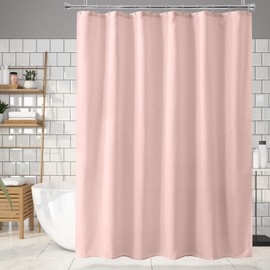 Amazer Blush Pink Shower Liner Cloth Waterproof, Soft Blush Pink Shower Curtain Liner Fabric with Weighted Stones, Washable Shower Curtain and Liner 2-in-1, 12 Grommet Holes, 72 x 72 Inches