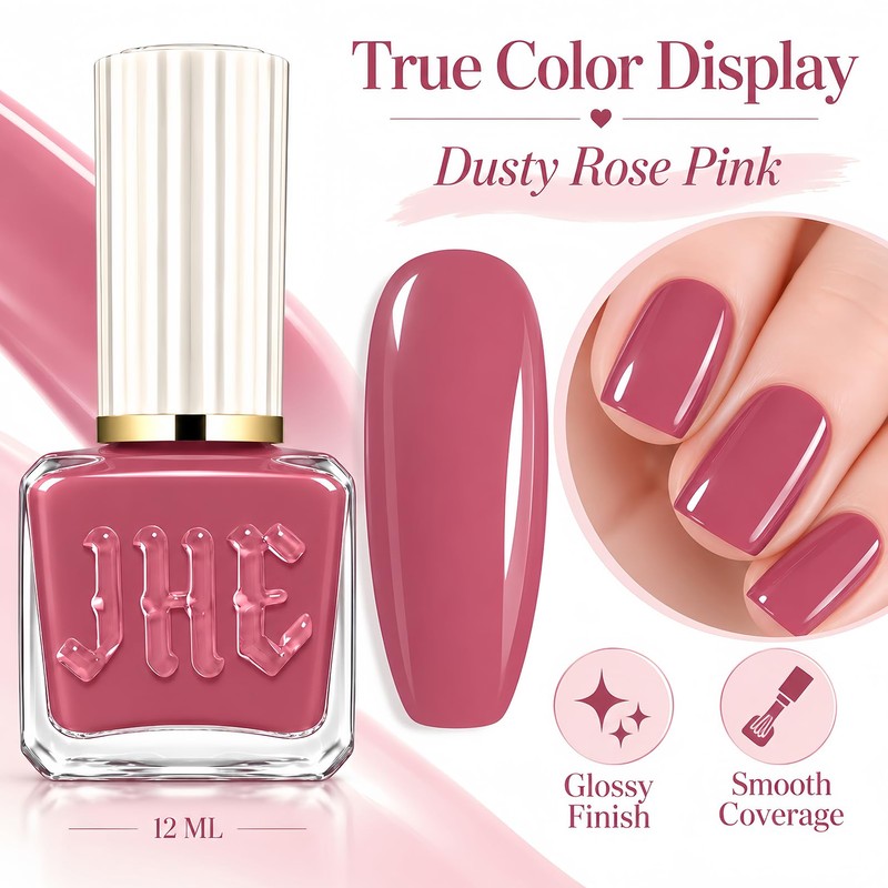 Dusty Rose Nail Polish, No UV Lamp, Air Dry, Long-Lasting