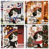 YOVOYOA Cute Black Cat Garden Flags for Outside Set of