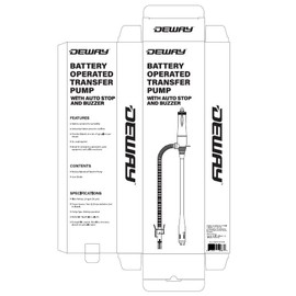 Deway Automatic Fuel Transfer Small 15" Pump with Auto-Stop & Beep, 3X More Powerful D Battery Powered, Extra Long Hose, Portable Liquid Pump Transfers Gasoline, Water & More at 2.4 Gal/Minute