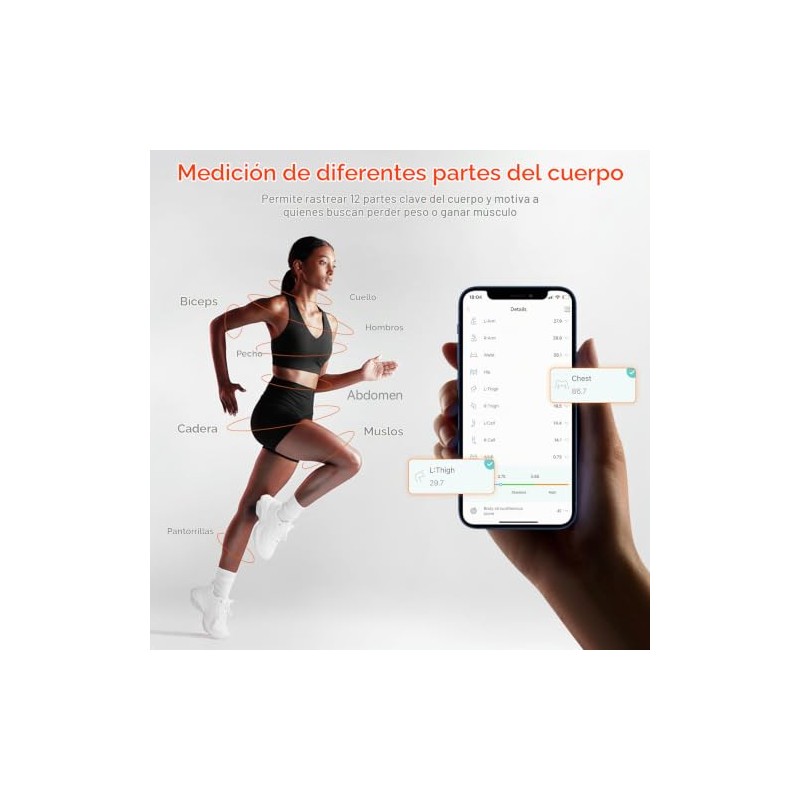 Fitdays - Cinta métrica inteligente para cuerpo, herramienta Bluetooth para