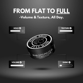 Flow Bros Men's Hair Clay - Strong Hold, Nourishing Formula, Low Shine - Adds Volume and Texture - 2oz