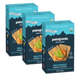 Patagonia Provisions Organic Multiseed Crackers (3 Pack) – 3g Plant Protein Per Serving – Made with Wheat Flour & Sea Salt – Non-GMO, No Added Sugar - Crispy & Crunchy