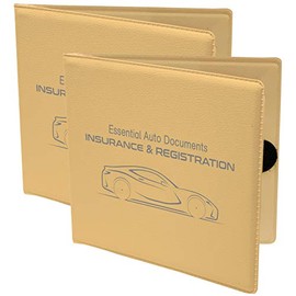 Autostyle Car Insurance and Registration Card Holder - Premium Wallet for Important Automobile Documents, Beige, 2 Pack