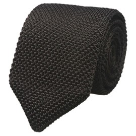 Rosiika Men Classic Espresso Brown Textured Knit Woven Silk Tie Knitted Handmade Ugly Smart Neckties