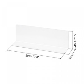 sourcing map L Type Shelf Dividers, PVC Clear Closet Shelf Separator Organizer Clapboard for Kitchen Cabinet Bookcase Office Supermarket 20 x 3 x 6cm Pack of 4