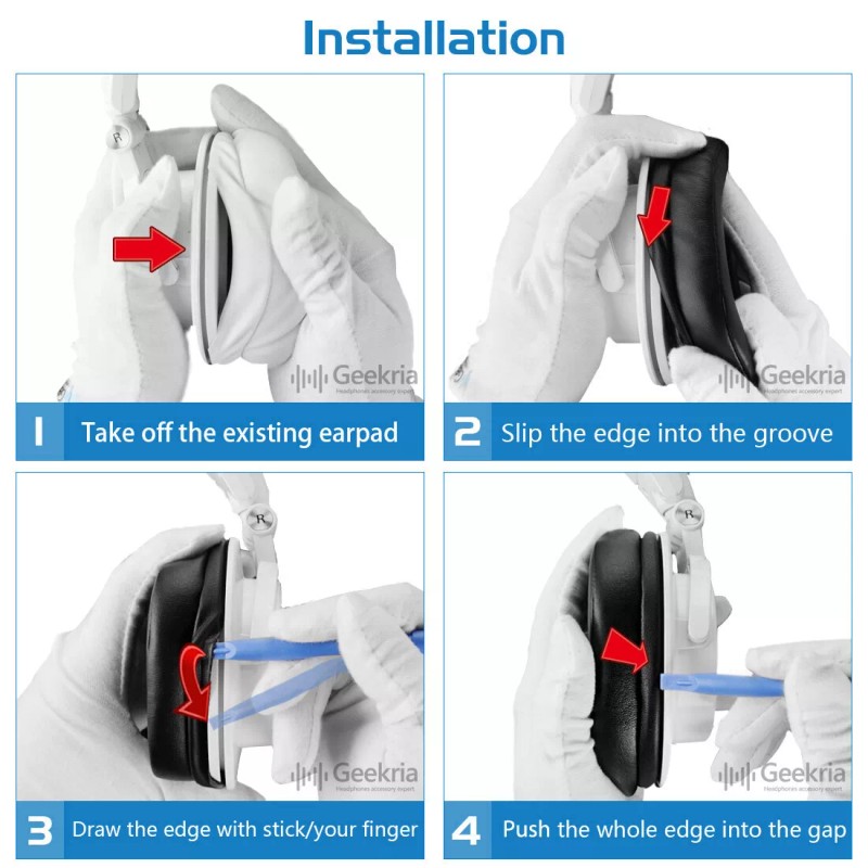 Geekria Protein Leather Ear Pads for Audio Technica ATH M50X