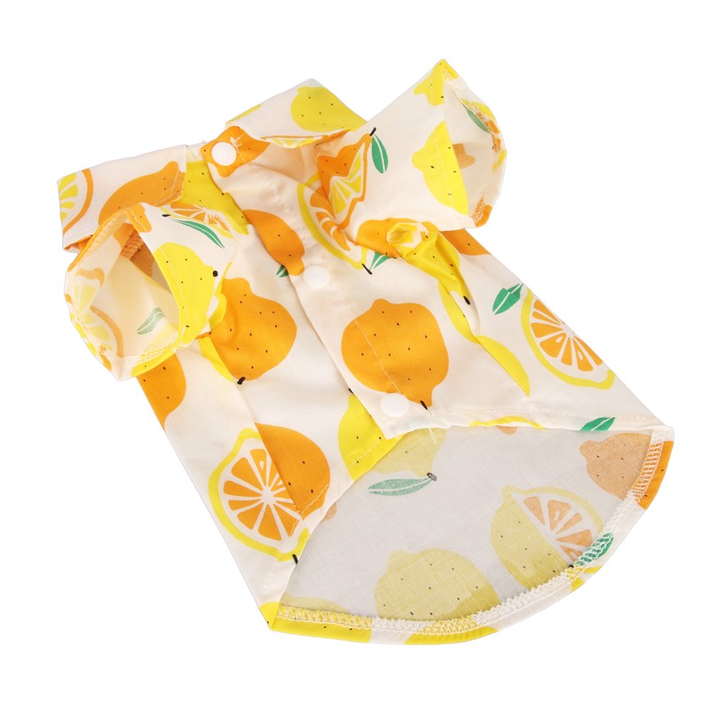 Dog Summer Shirts Lemon Print Breathable Cool Hawaiian Dog Shirts
