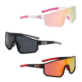 TIANLIN 3 Pcs Sports Sunglasses, UV 400 Ski Sunglasses, 3 Colors Available Beach Volleyball Sunglasses, with Nose Bridge, Suitable for Cycling, Skiing, Mountaineering, Fishing