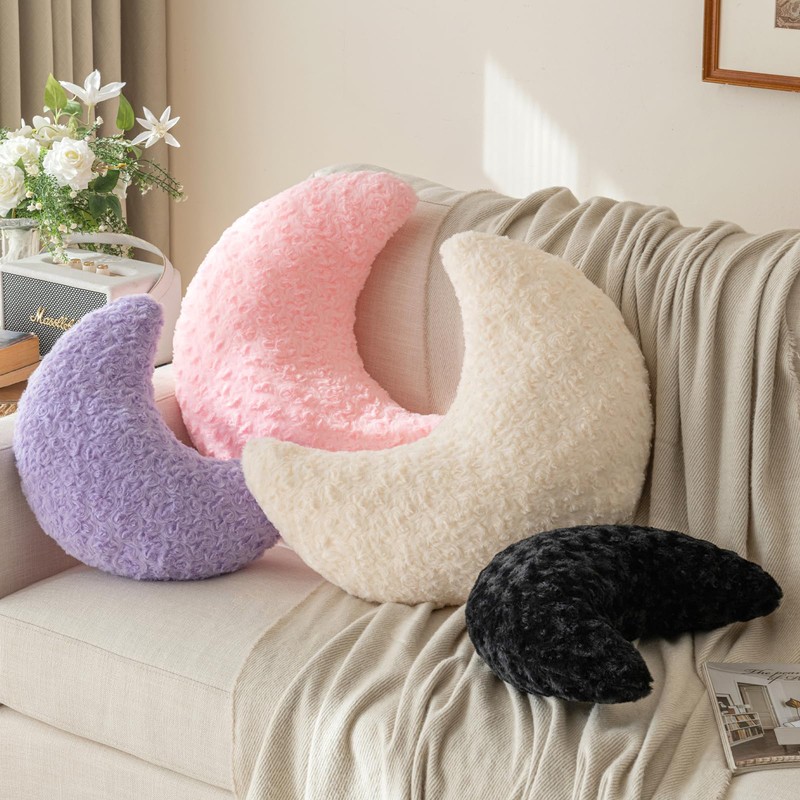 Moon Pillow, Decorative Throw Pillow with Soft Plush for Couch