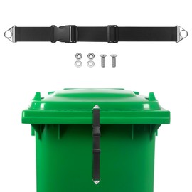 M METERXITY 1-Set Trash Can Locks for Animals, 14.2-17.7 Inch Adjustable Stainless Steel Buckle Type Raccoons Bear Proof for Out Door Garbage Can, Lid Garbage Can Lock Easy to Install [Black]