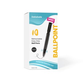 Retractable Ballpoint Pen | Medium Point (1.0mm) | Black | Pack of 10 | Datasafe Biro Pens