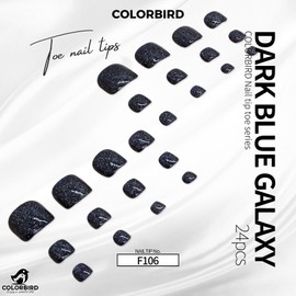 COLORBIRD Foot Nail Tips, 24 Sheets, Black, Nail Tips, Foot Nail Cute, (F106, Feet)