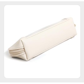 Clear Makeup Bag, Portable Transparent Cosmetic Organizer, PU Leather Makeup Brush Holder, Waterproof Travel Toiletry Pouch with Zipper for Women (Beige, One Size)