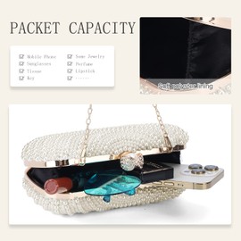 LUI SUI Pearl Wedding Clutch Women Elegant Pearl Beaded Purse Clutch Formal Evening Bag Party Bridal Handbags