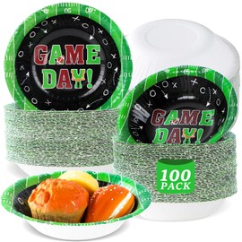 100 Pcs 16 oz Football Bowls Party Supplies Disposable Football Dessert Bowls Paper Snack Candy Containers Table Decorations Favors for Sports Game Day Hot Cold Soup Salad Cereal Home Holiday Birthday