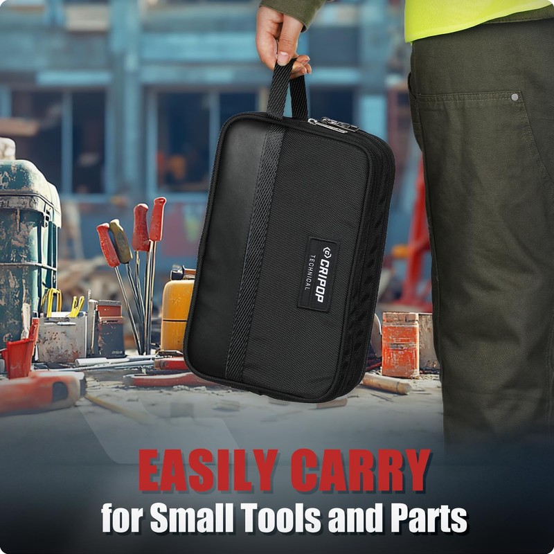 CRIPOP 12 Inch Tool Pouches with Zipper, Dual Compartments Heavy-Duty