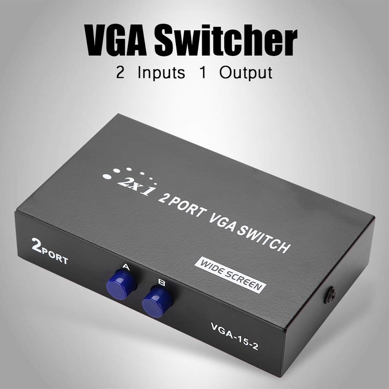Switch Video Selector Switch Box, 2 in 1 Out VGA