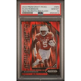 Graded 2023 Panini Prizm Draft Picks Bijan Robinson #NR3 New Recruits Red Flash Rookie RC Football Card PSA 10 Gem Mint