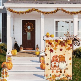 ZAEW Fall Gnomes Swing Maple Leaves Pumpkins Autumn Garden Flag Yard Flag 12x18 Inch Double Sided Small Mini Yard Outdoor Outside Farmhouse Holiday Decoration