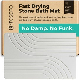 TOSORO - Tapete de baño de piedra de tierra de diatomeas antideslizante, súper absorbente, para baño, piso de baño, secado rápido, natural, fácil de  