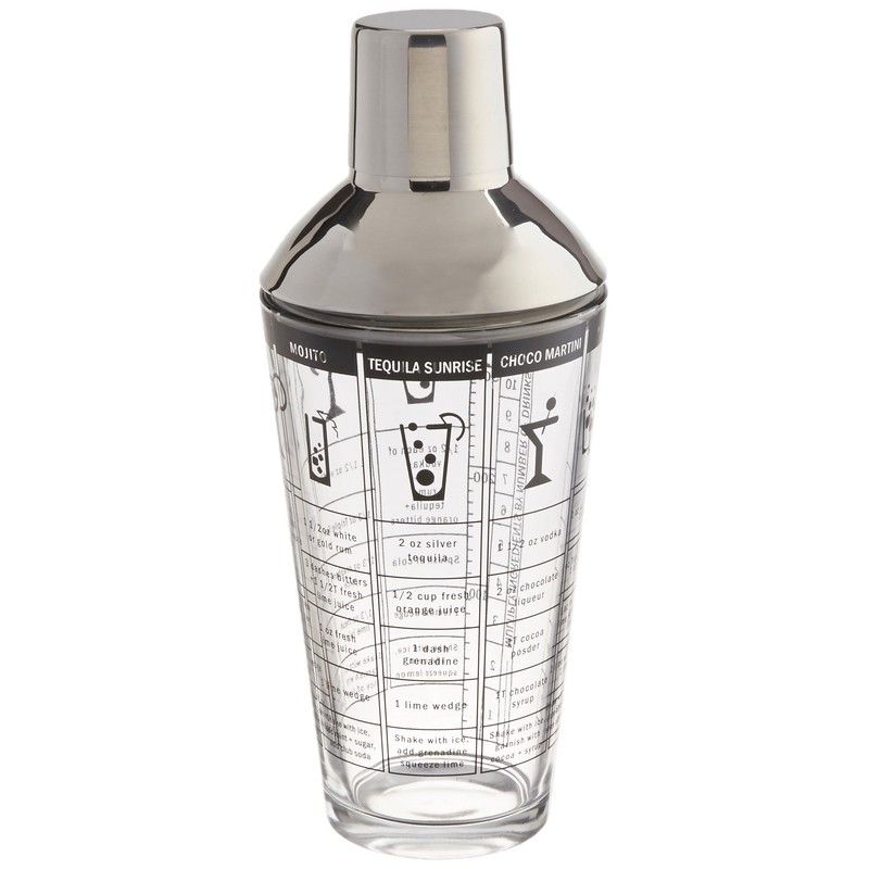 Franmara 8151-BX Recipe Cocktail Shaker, Stainless Steel/Glass