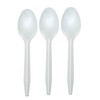 100 Pack Reusable Plastic Spoons | Heavy Duty Clear Table