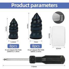 Adiwo 16 Pcs Tyre Repair Screws, Rubber Nail Tire Repair Self-Service Tire Repair Nail, Puncture Repair Nail Vacuum Tyre Repair Nail, General Tire Repair Quick Repair Tool for Car Motorcycle Bicycle