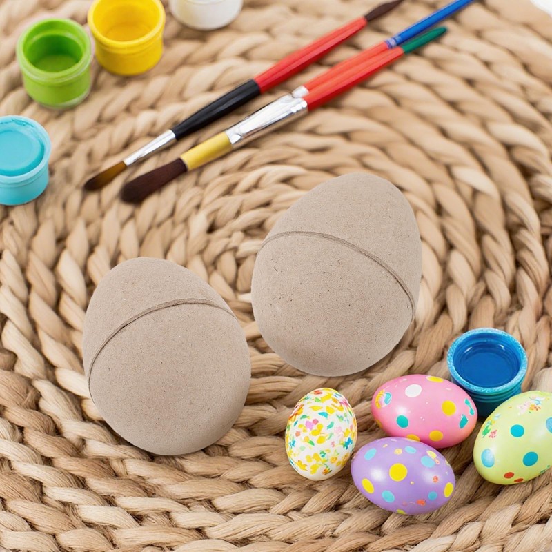 TAICHEUT 50 PCS Brown Paper Mache Easter Eggs, 3 Inch