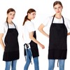 Jubatus 2 Pack 3 Pockets Adjustable Bib Apron Chef Kitchen