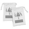 Ambesonne Folk Fabric Pouch Set of 2, Black and White