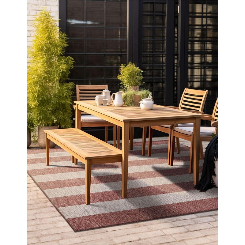 Unique Loom Outdoor Striped Collection Area Rug - Distressed Stripe