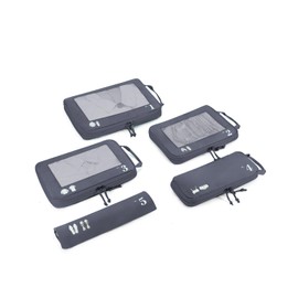 ECOHUB 5 Set Compression Packing Cubes for Suitcases Organiser Bags Travel Accessories with Shoes Bag Tear-resistant Travel Cubes with ID Tag Expandable Packing Bags (Pure Grey)