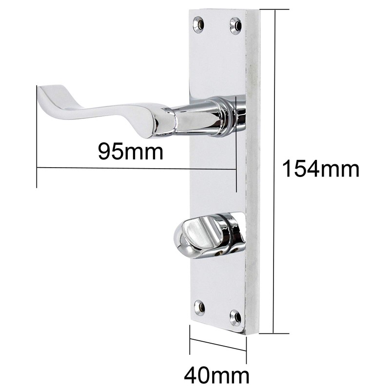 Probrico Victorian Scroll Chrome Door Handle Latch Internal Privacy Door