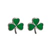 Failte Shamrock Earrings Sterling Silver Studs & Enamel Irish Made
