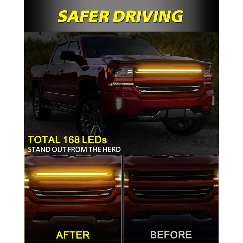 AKD Part 37" DRL Amber LED Grille Kit Front Grill