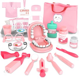 Dentist Toys for Kids Girls - Gifts for 3 4 Year Old Girls Dental Kit Toy, Doctor Role Play Set for Toddlers 3-5, Montessori Toys Playset Medical Kits for Boys Kids Christmas Stocking Stuffers Pink