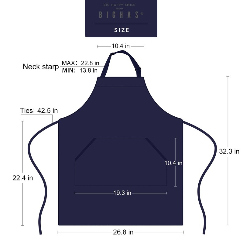 BIGHAS Adjustable Bib Apron with Long Ties for Women Men