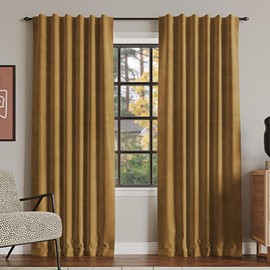 Sun Zero Hampshire Velvet Noise Reducing Thermal Extreme Total Blackout Back Tab Curtain Panel, 50" x 108", Gold