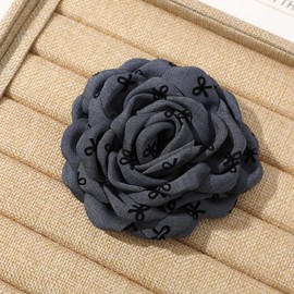 Vintage Fabric for Women Large Rose With Bow Pattern Elegant Floral Headpiece DIY handmade accessories (Black, One size)