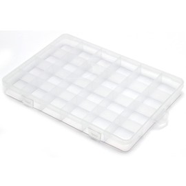 Yinpecly Component Storage Box - PP Fixed 24 Grids Double Buckles Electronic Component Containers Tool Boxes Clear White 7.68"x5.31"x0.79" 1pcs