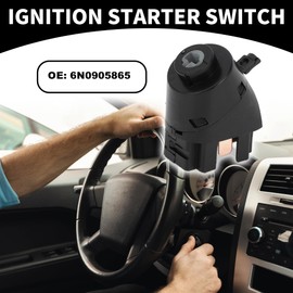 Partuto Ignition Start Switch Ignition Starter Switch No. 6N0905865 - Ignition Start Switch for Volkswagen Cabrio 1995-2002 Metal Plastic Ignition Switch Starter Black - Pack of 1