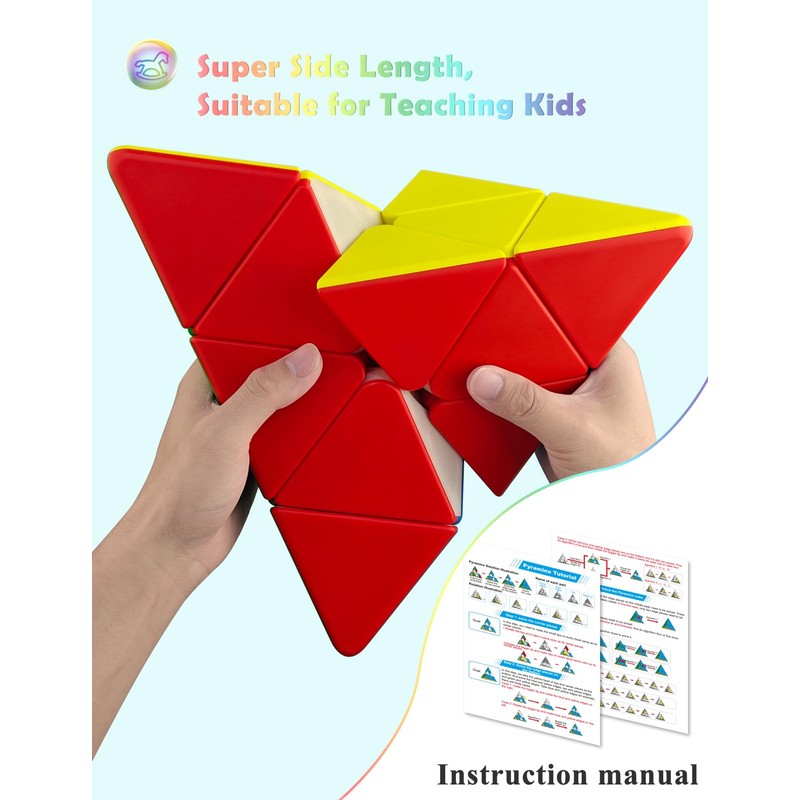 ROXENDA Giant Pyramid Cube 3x3x3 (27.5cm) - Stickerless Speed Pyraminx,