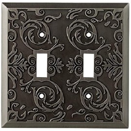 Allen + Roth Fairhope 2-Gang Antique Pewter Standard Toggle Metal Wall Plate